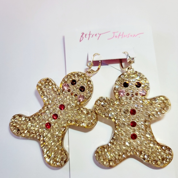 Betsey Johnson Gingerbread 2024 Gold Necklace & Earrings Set. - Picture 12 of 16